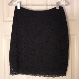 Express stretchy black lace cocktail skirt